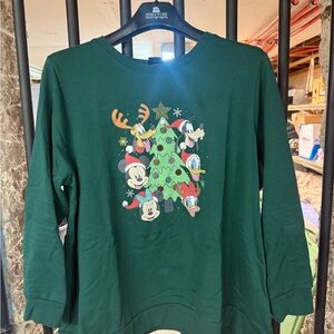 Disney Festive Green Kids Sweatshirt with Mickey and Friends